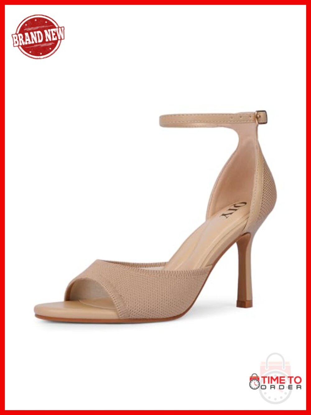 Stiletto Heeled Sandals Knit Ankle Strap Peep Toe Dressy Heels